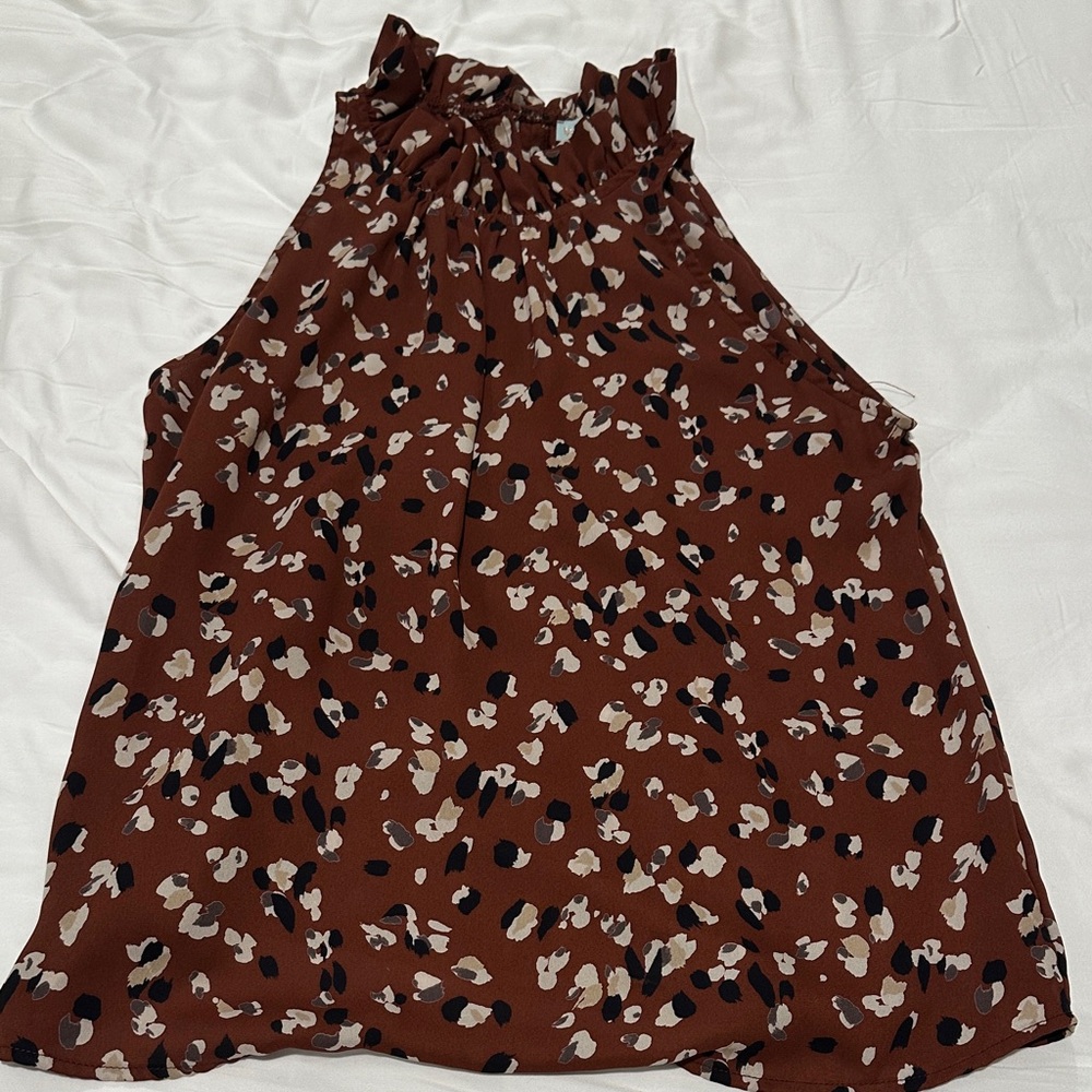 Women's Brown Leopard Print Sleeveless Top